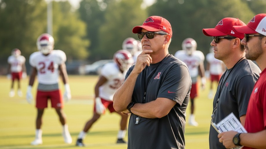 Arkansas football coach preparing for LSU game.