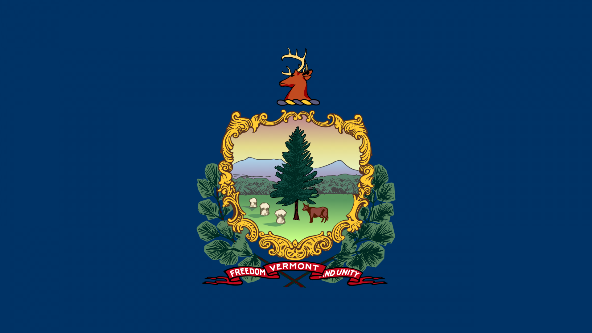 National Vermont Day map highlighted with magnifying glass.