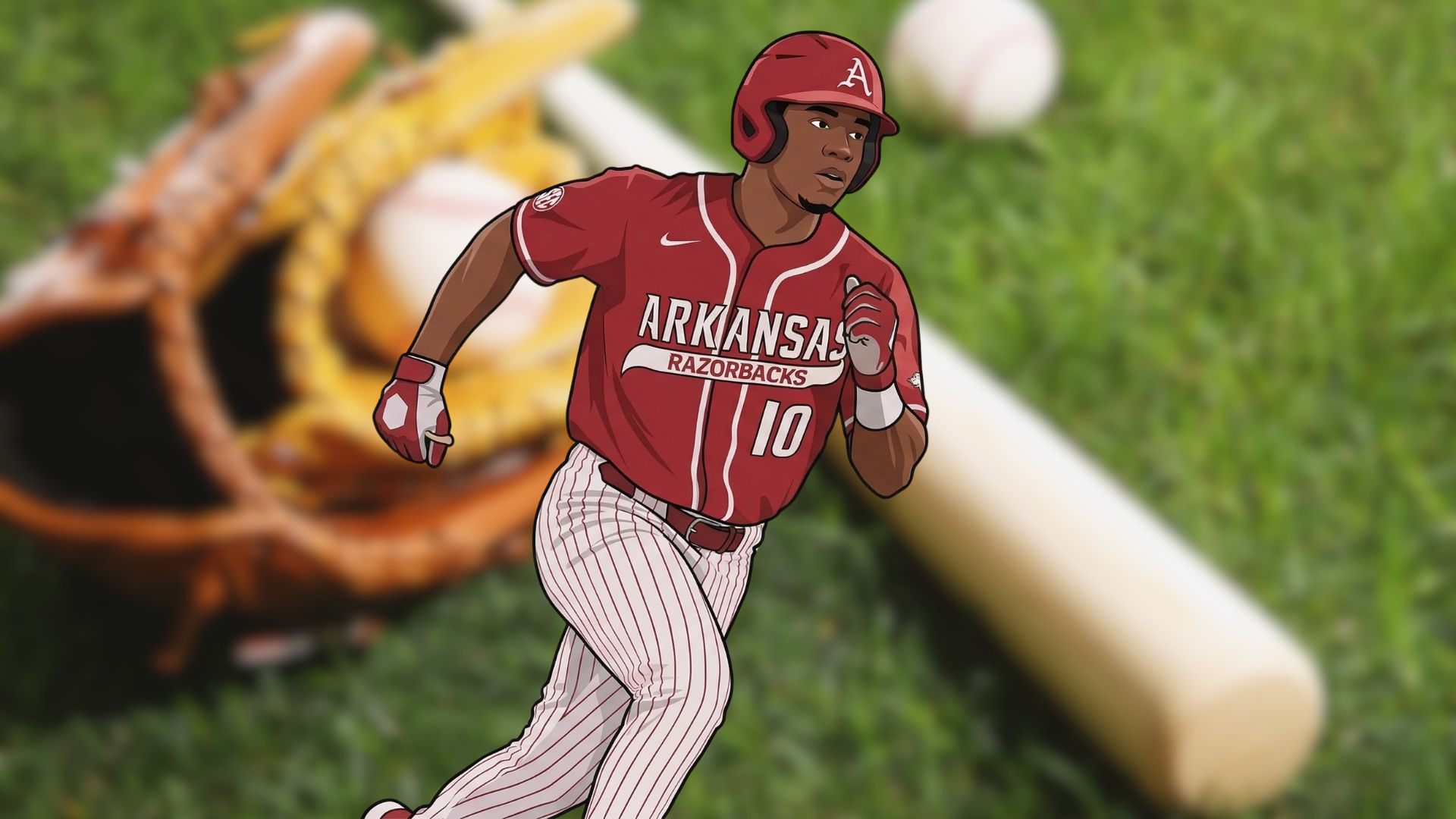 Arkansas baseball player amidst SEC chaos discussion in podcast image.