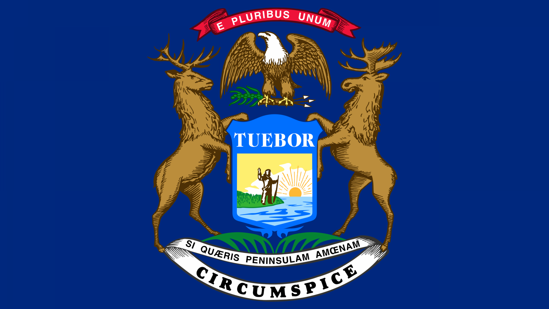 Colorful map of Michigan highlighting National Michigan Day.