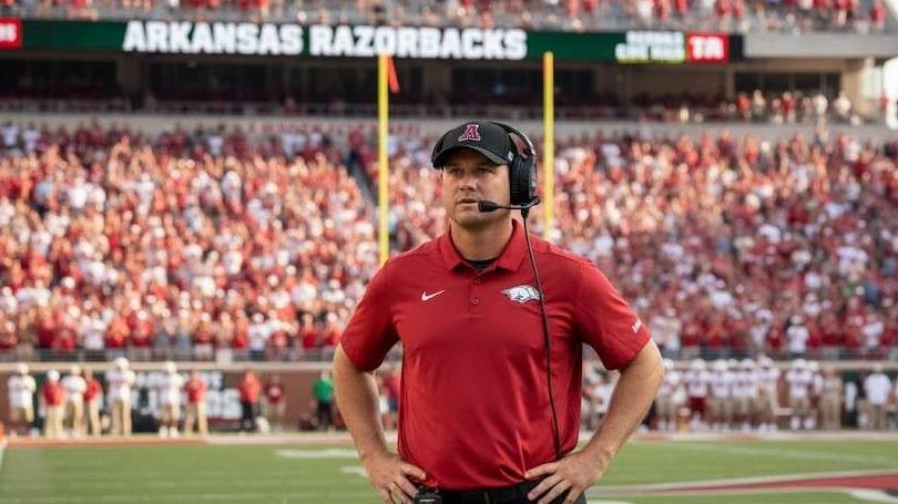 Ryan Silverfield Arkansas Razorbacks Head Coach concept with logo and text.