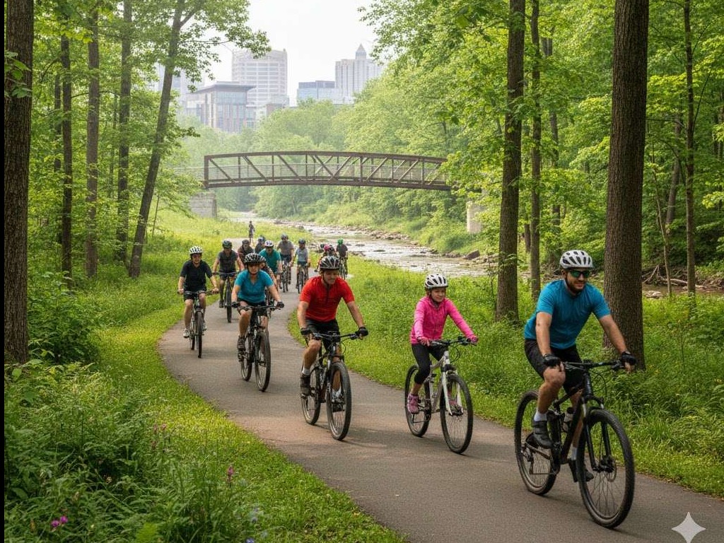 Geometric poster discussing Bentonville cycling culture