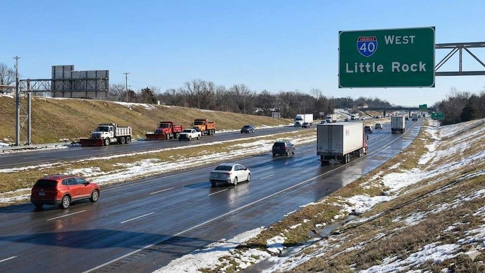 Arkansas Roads update with transportation representative at night.