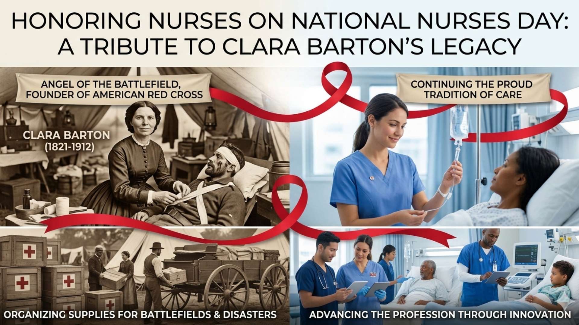 Joyful nurses celebrating National Nurses Day outside a hospital.