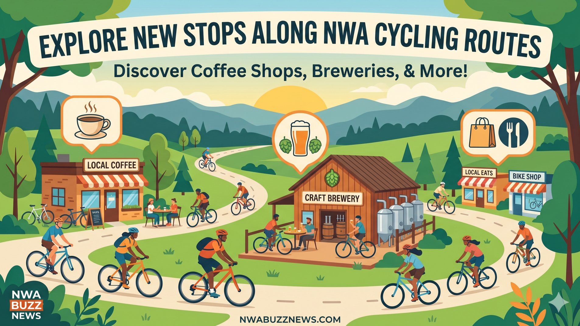 Man discussing cycling routes in Northwest Arkansas, indoors, soft lighting.