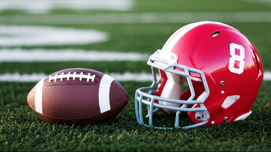 Arkansas Razorbacks Commit Bradley Sturdivant on football field at night.