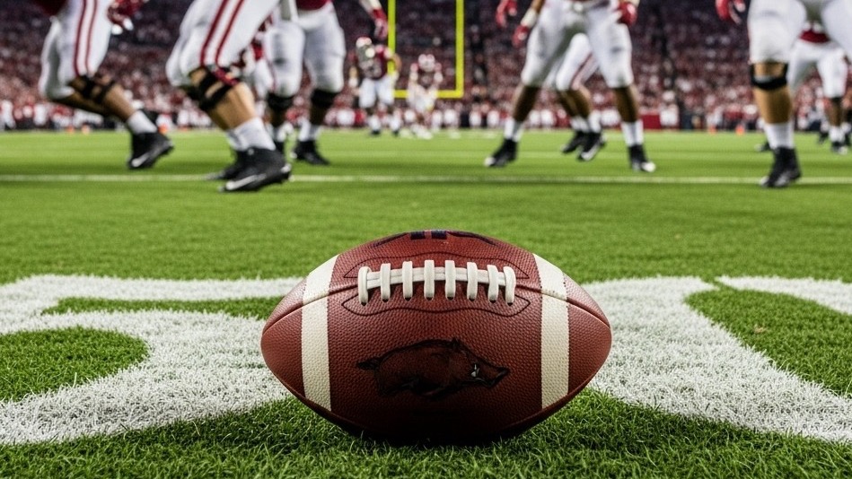 Arkansas Razorbacks football matchup against Ole Miss poster.