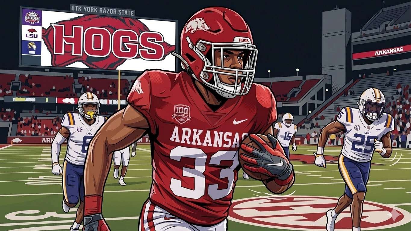 Will Hogs Get Exposed in SEC Play: Baseball stadium and man with baseball.