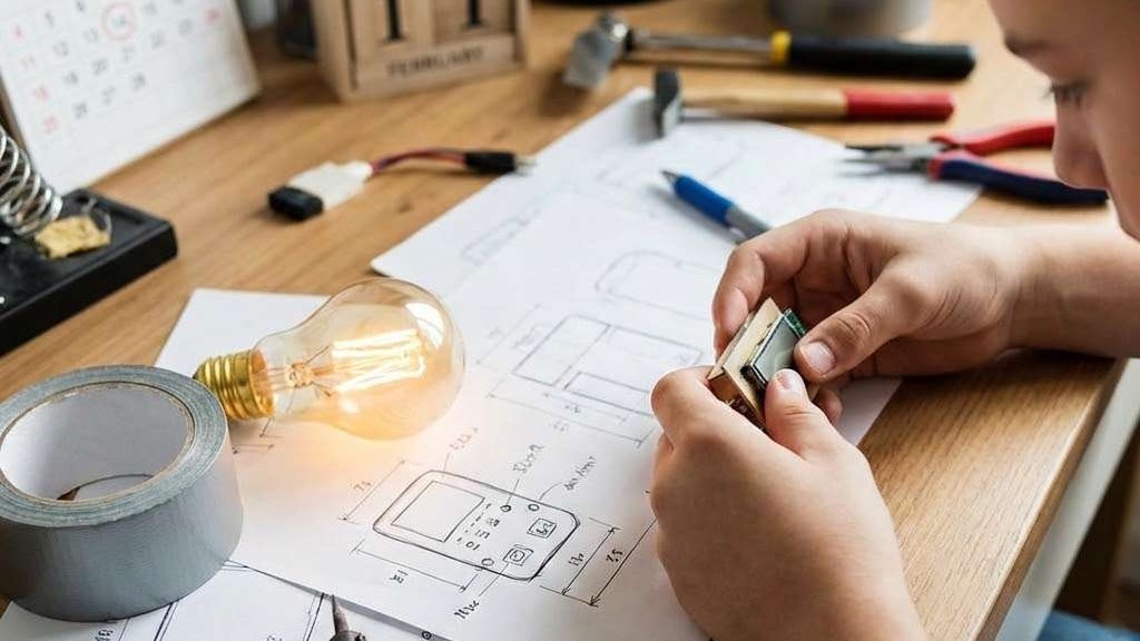 Young inventor focused on electronics for National Inventors' Day.