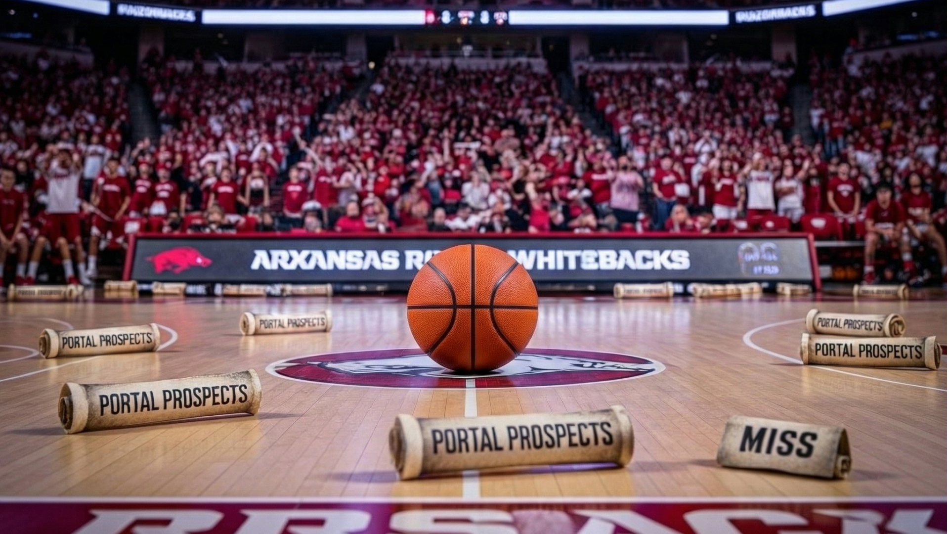 Arkansas Transfer Portal Prospects discussed in a dynamic basketball collage.