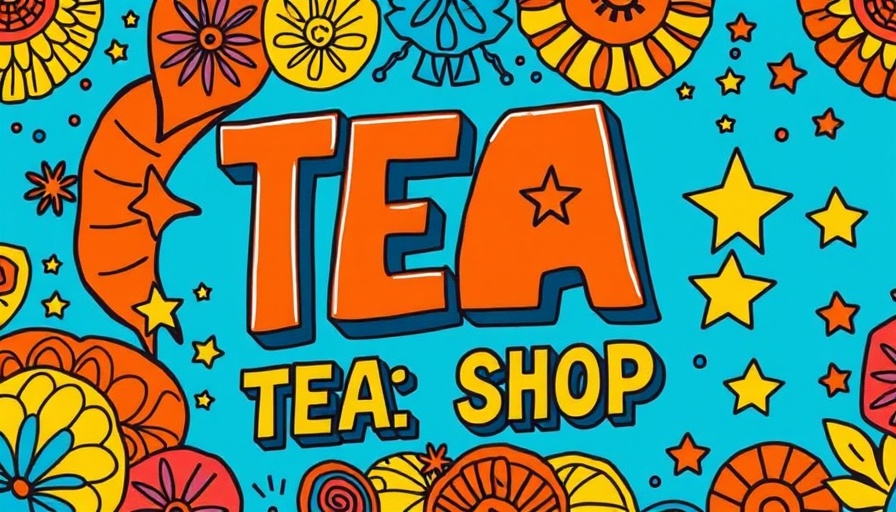 Promotional poster for a new teashop in Northwest Arkansas.