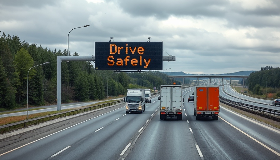 Drive safely sign on highway for Arkansas Road Safety Education.