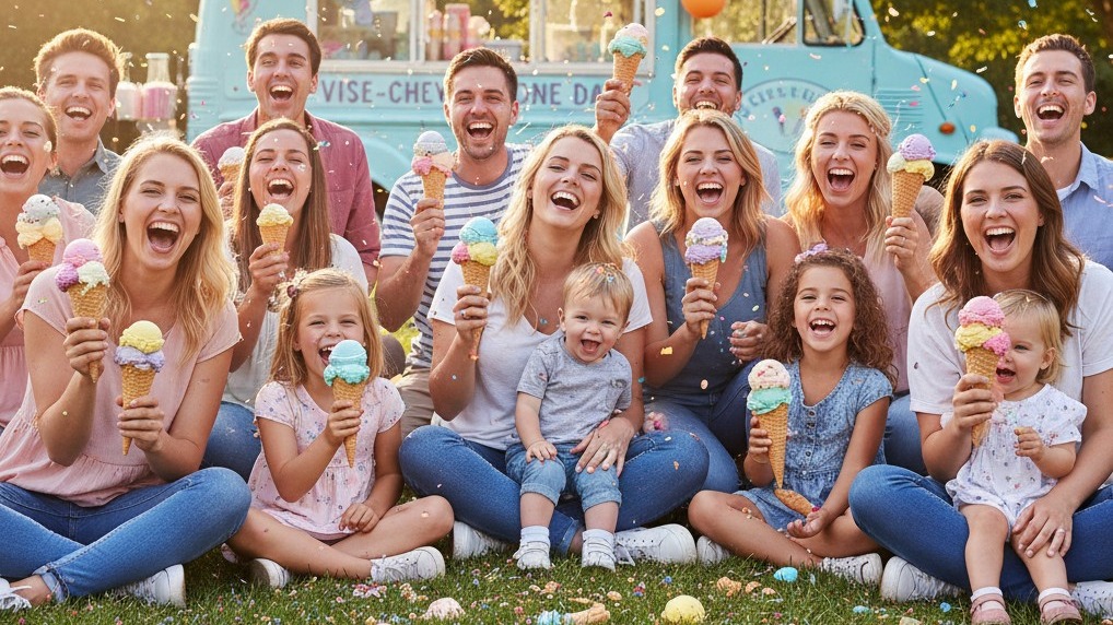 Creamy vanilla ice cream in a cone for National Ice Cream Cone Day.