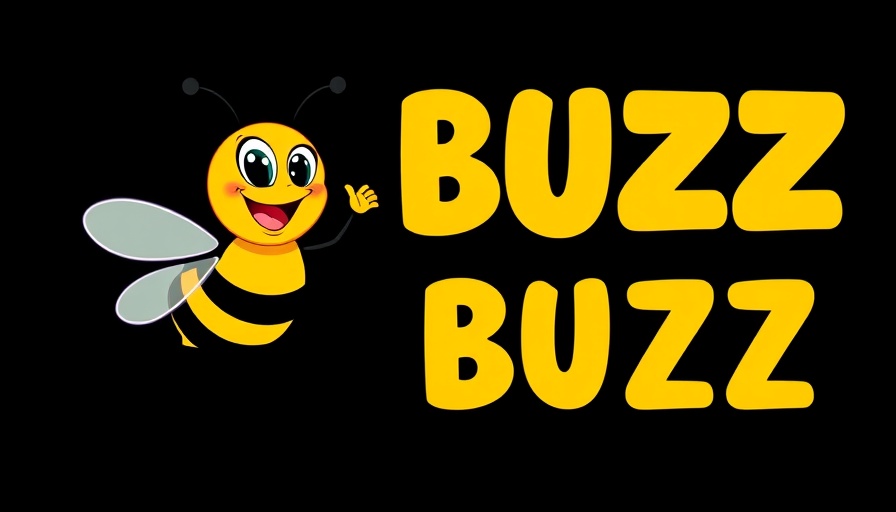 Cheerful cartoon bee with text 'BUZZ' promoting Northwest Arkansas festivals