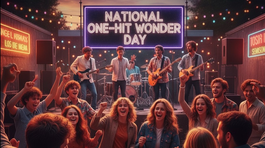 National One Hit Wonder Day celebration with dancing group outdoor.