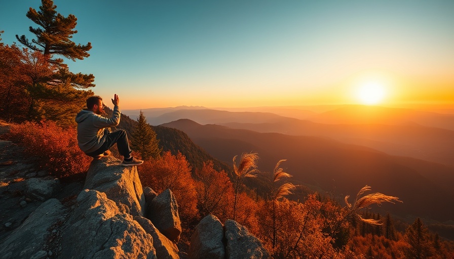 Scenic view from Mount Magazine, autumn sunset landscape.