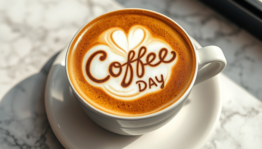 National Coffee Day cappuccino with coffee art.