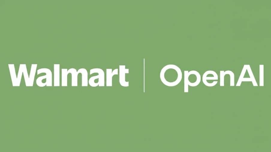 Walmart and OpenAI partnership announcement in bold graphic.