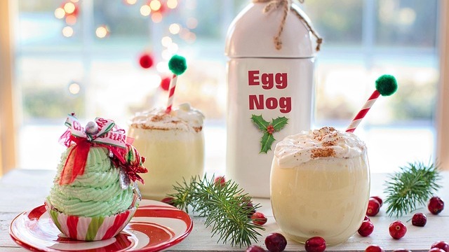 Celebratory reenactment for National Eggnog Day, person holding saber.