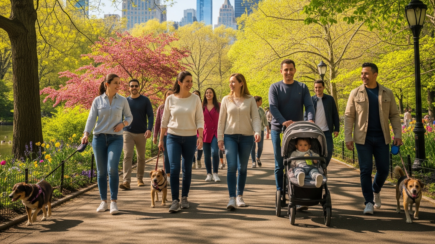 Family enjoying National Take a Walk in the Park Day.