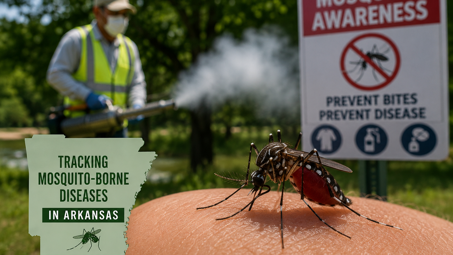 Mosquitoes in Arkansas linked to mosquito-borne diseases.