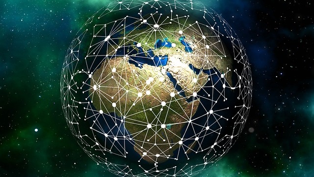 Stylized keyboard with GIS key for National GIS Day, digital illustration.