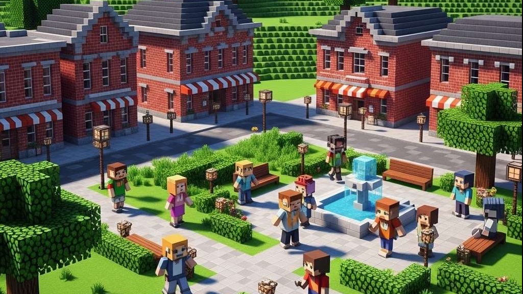 Exploring Northwest Arkansas in Minecraft vibrant geometric poster.