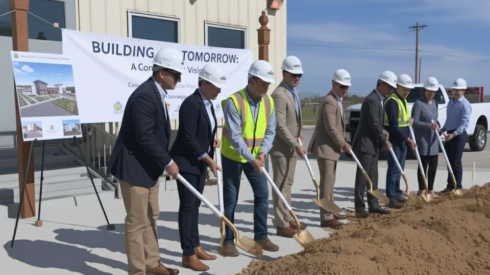 Opening ceremony at Little Flock new city campus with speakers.