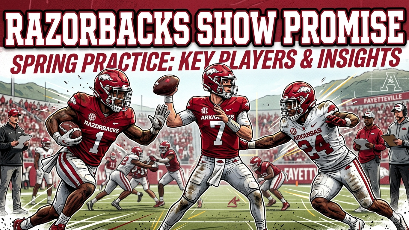 Arkansas Razorbacks football practice session on field