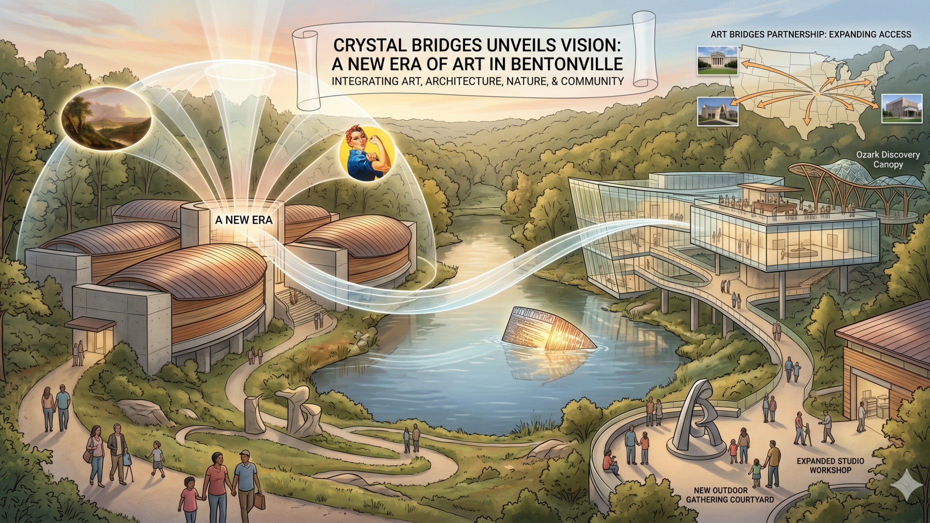 Crystal Bridges expansion speaker at conference addressing audience.