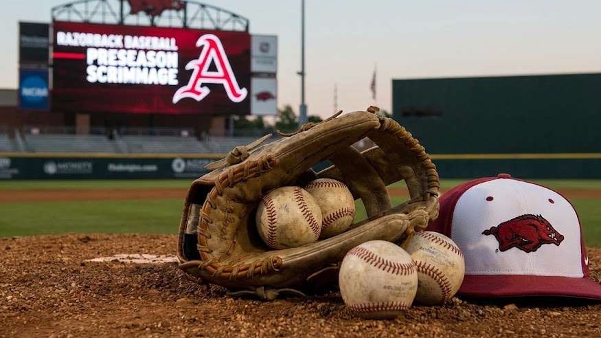 Razorback Baseball Preseason Scrimmage Highlights: action-packed baseball scene.