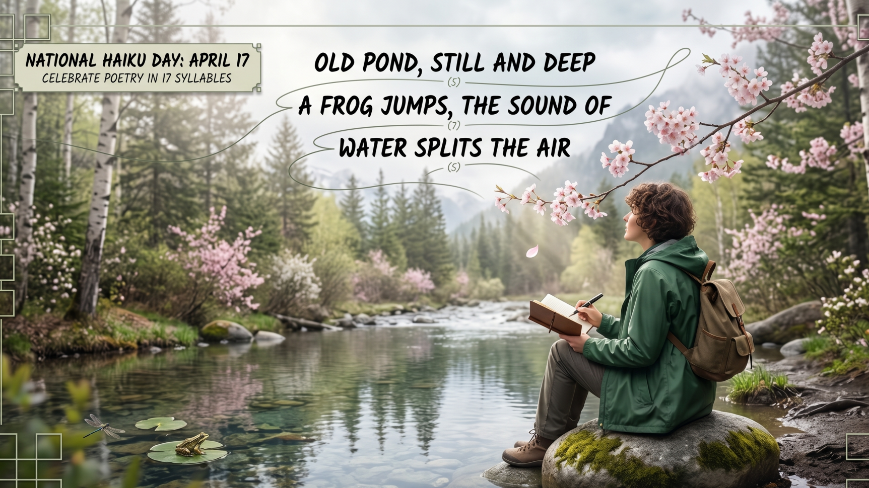 Traditional Japanese calligraphy set for National Haiku Day.