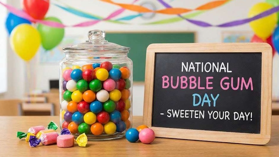 Colorful bubble gum balls in bright, vivid colors, celebrating National Bubble Gum Day.