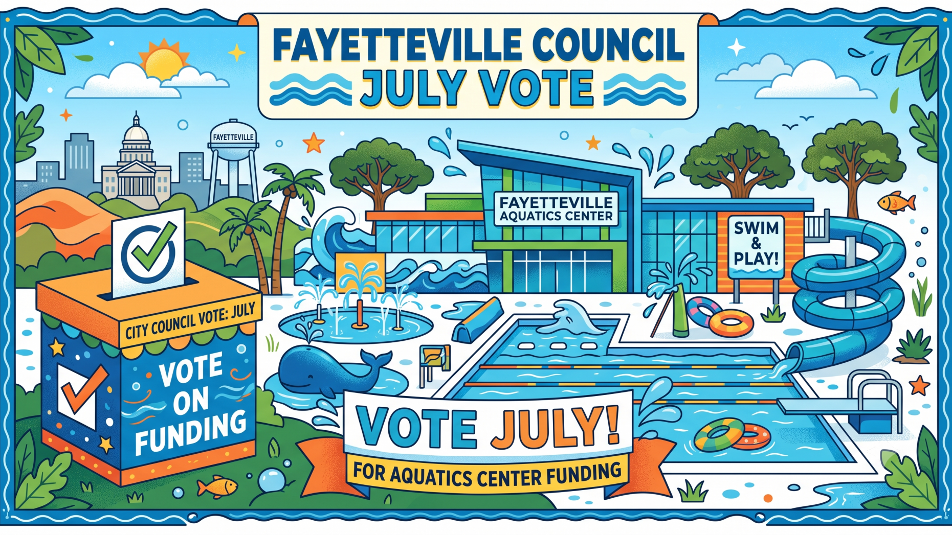 Chart displaying Fayetteville aquatics center funding distribution