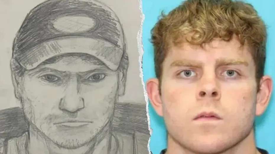Close-up red shirt with text about Devil's Den double murder suspect.