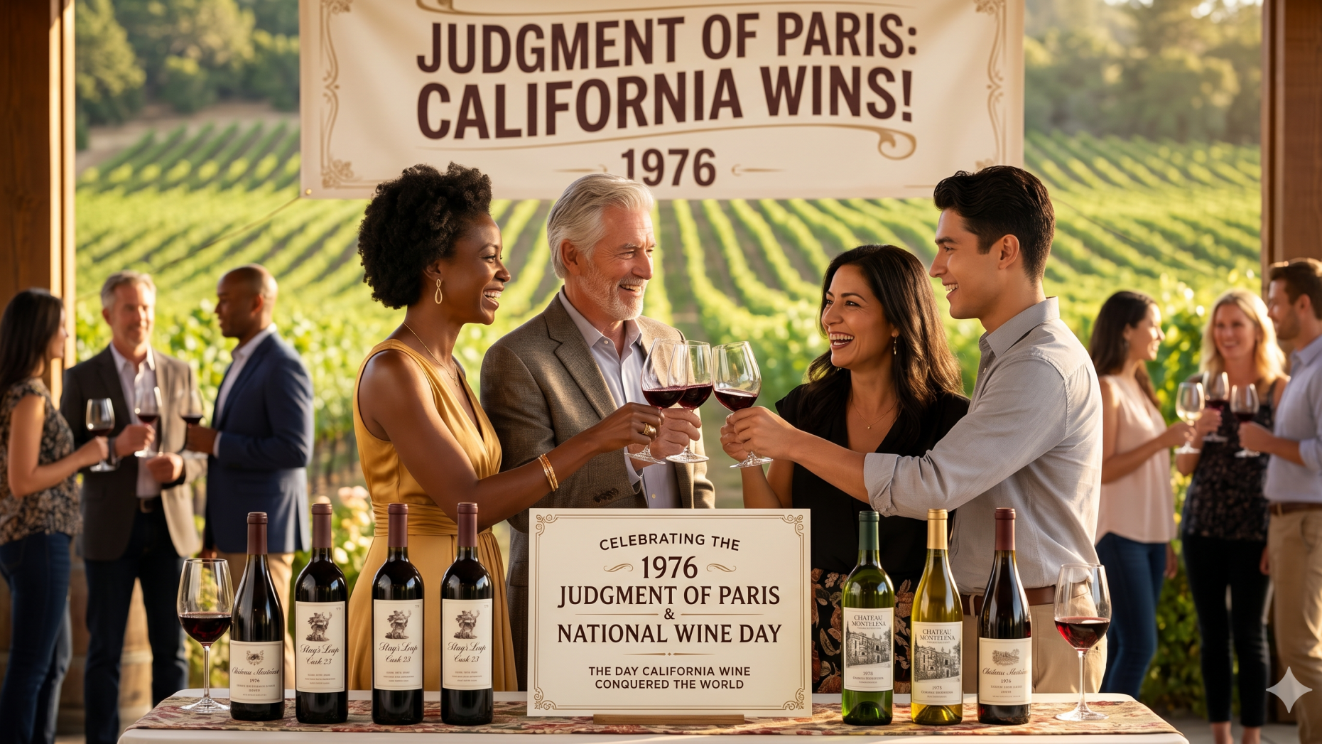 People celebrating with wine on National Wine Day.