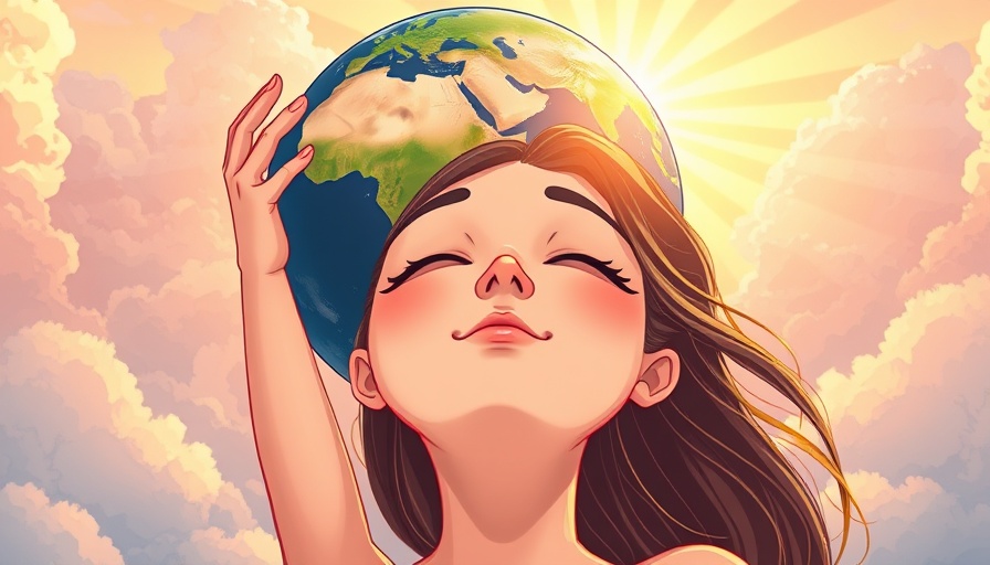 Illustration of a woman holding the Earth symbolizing emotional labor in caregiving.