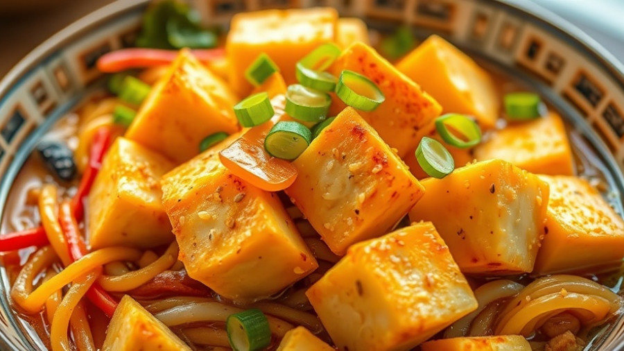 Delicious crispy tofu stir fry with noodles and vegetables.
