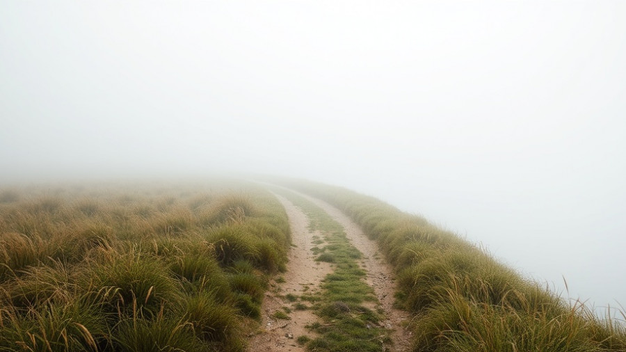 Foggy path symbolizing doubt in decision making, serene atmosphere.