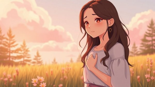 Serene woman embracing self-love in a glowing meadow, representing familial estrangement.