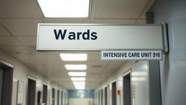 Directional sign in hospital for decarbonising healthcare delivery.