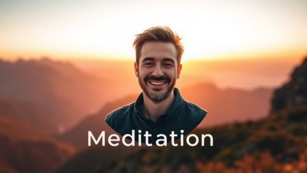 Guided Meditation for Forgiveness poster with man and sunset.