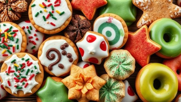 Festive Christmas cookies to make on Thanksgiving weekend displayed.