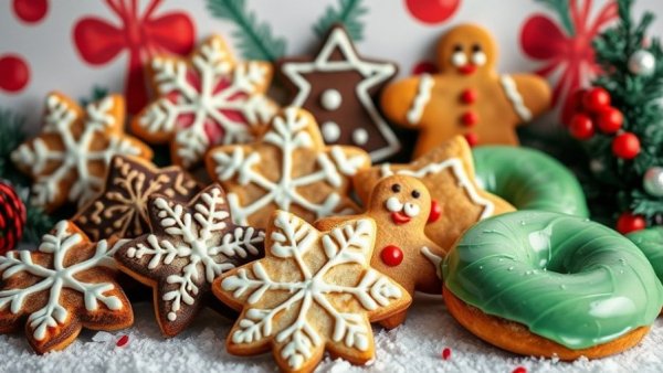 Festive Christmas cookie recipes collage with vibrant designs.