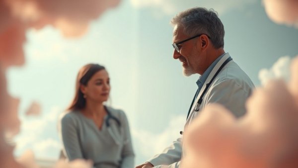 Emotional healing through doctor's support in surreal setting.