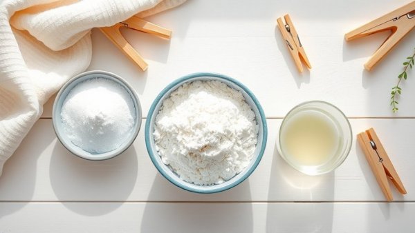 Eco-friendly laundry detergents: non-toxic options on a wooden surface.
