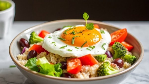 Egg White Quinoa Bowl With Veggies