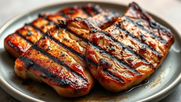 Grilled Pork Chops with char marks on a plate.