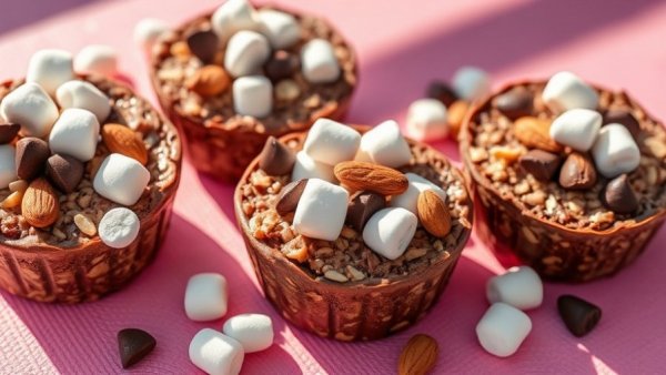 Exploremore Oat Cups with chocolate and almonds in sunlight.