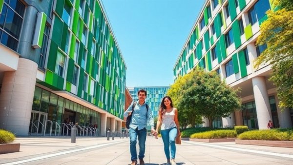 University of Brighton campus with students walking, showcasing its top ranking.